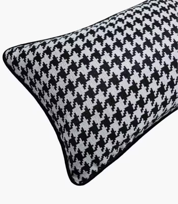 Houndstooth Woven Cushion Cover Black & White 30x50cm