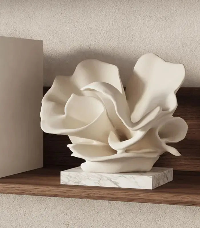 Ethereal Bloom Sculptural Accent | Handcrafted Resin Coral on Marble Base 25 cm