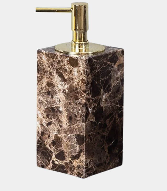 Emperata Natural Marble Soap Dispenser / Lotion Dispenser 19 cm Brown