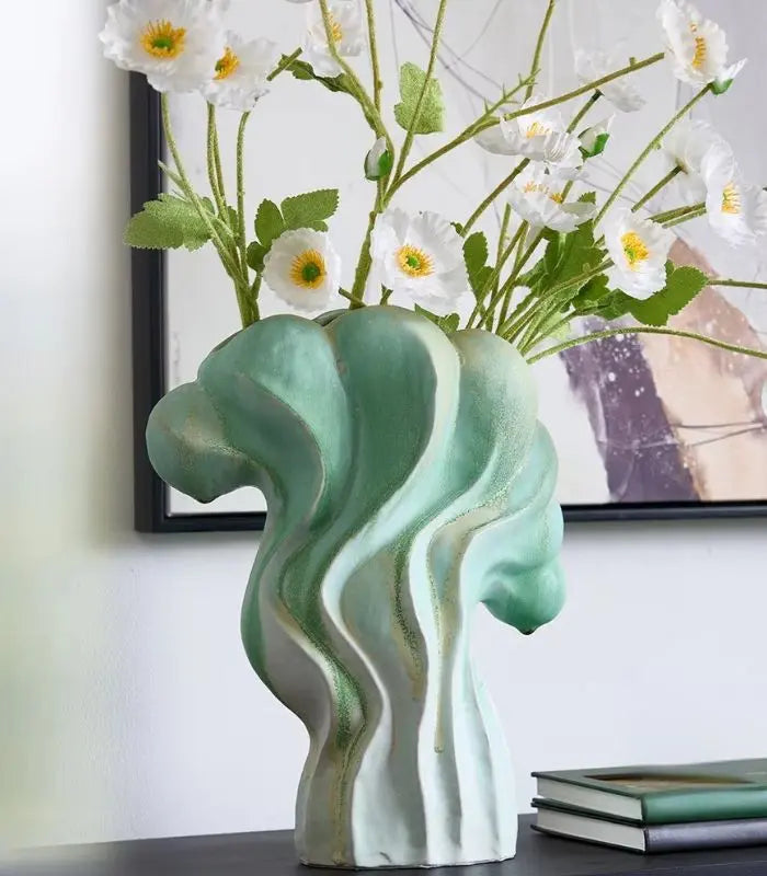 Oceania Sculptural Ceramic Vase – Artistic Wave Design 34 cm