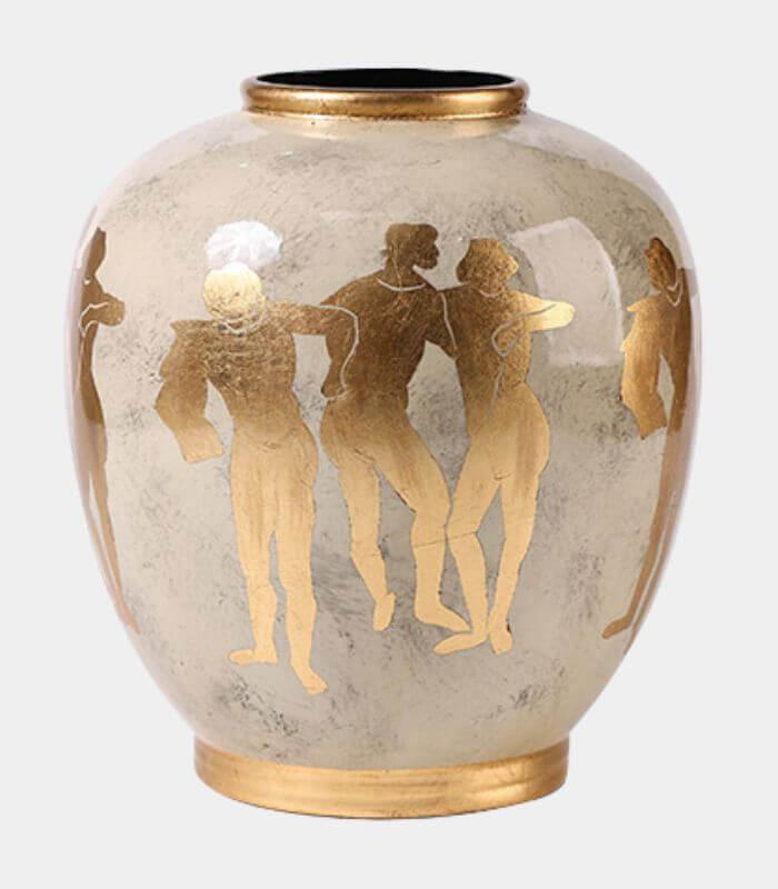 Matisse Golden Silhouettes Ceramic Vase - Elegant Art Deco Home Décor (29cm/11.4")