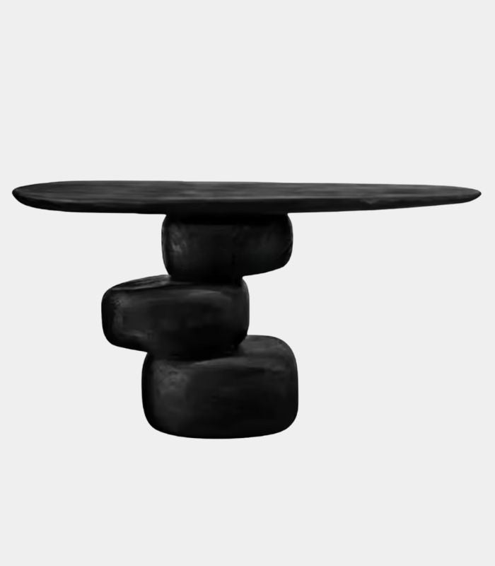 Saville Black Handcrafted Wooden Console Table | Rustic Modern Solid Wood Design