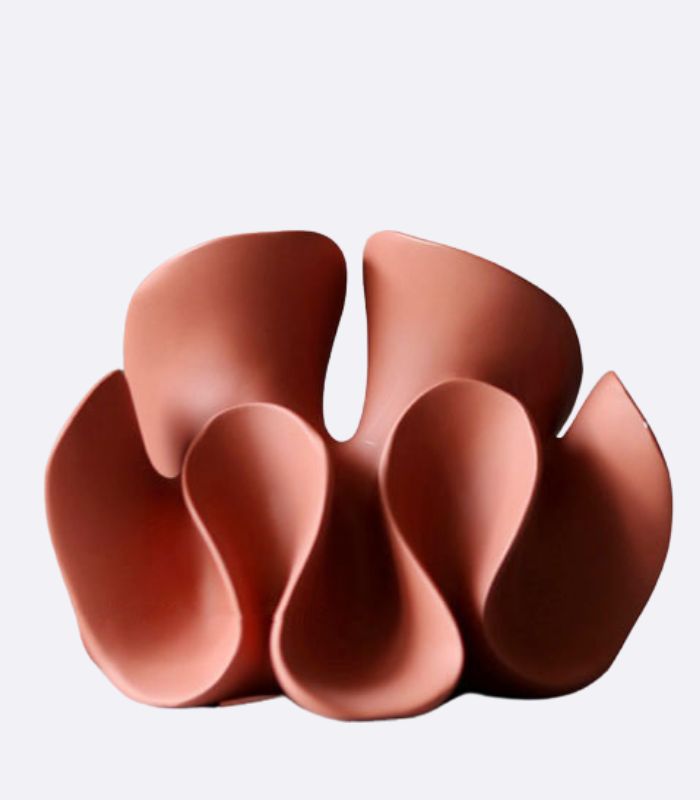 Coral-Inspired Resin Sculpture Terracotta Red Resin Decorative Figurine Object