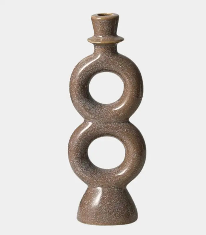 Geometric Candle Holders – Sculptural Statement Ceramic Brown