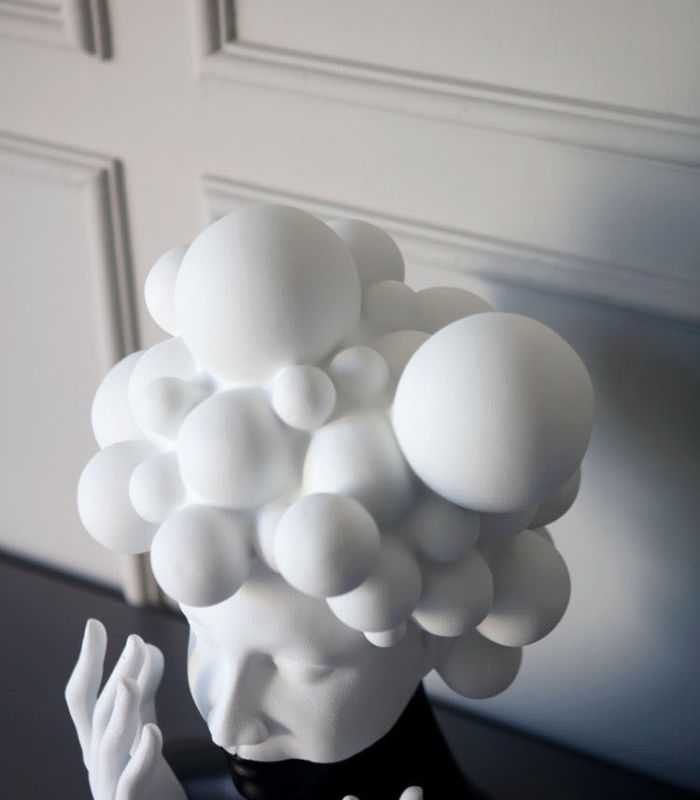 Modern Bust Sculpture Resin Handcrafted Black and White Large 49 cm