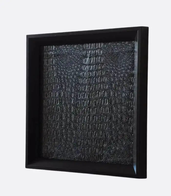 Croc Leather Wall Art Framed Black 35 x 35 cm