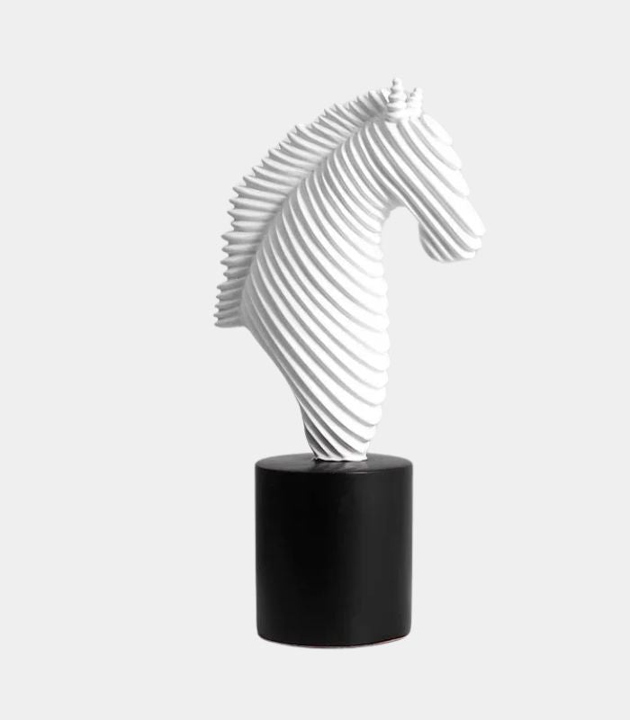 Stylized Sculptural Horse Figurine - Elegant Ribbed Resin Statue 25 cm
