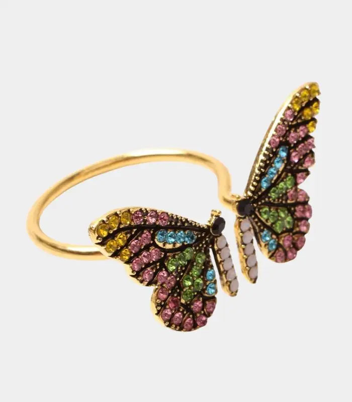 Set 6 Pcs Jeweled Butterfly Napkin Ring Set – Multicolor Crystal Design