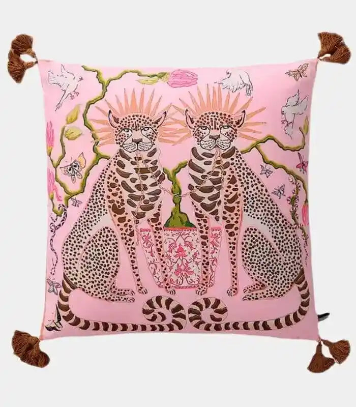 Velvet Cushion Cover with Duo Leopard Print Pink