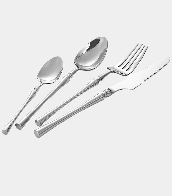 24 Pcs Cutlery Set Classic Stainless Steel Art Deco Silver