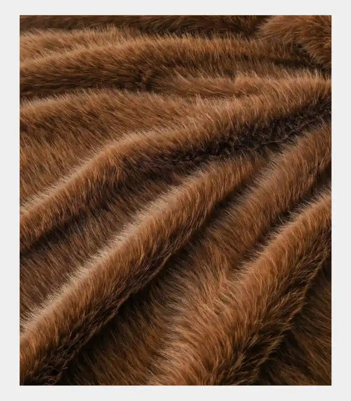 Coffee Brown Faux Fur Throw Blanket – Luxurious Textured Design