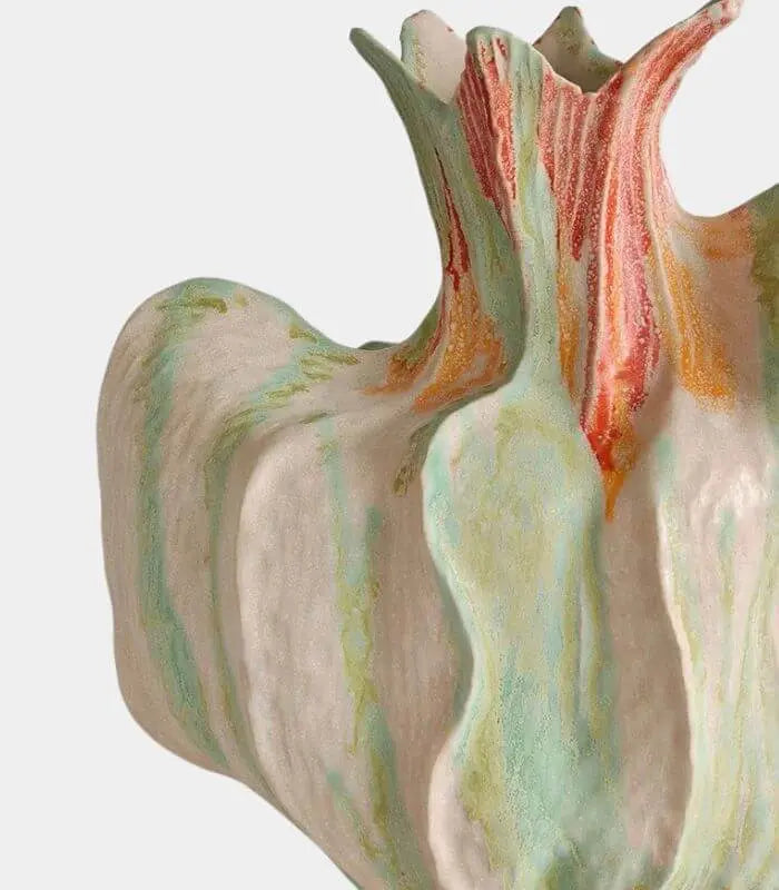 Calista Sculptural Ceramic Vase – Artisan Hand-Painted Botanical Form 34 cm