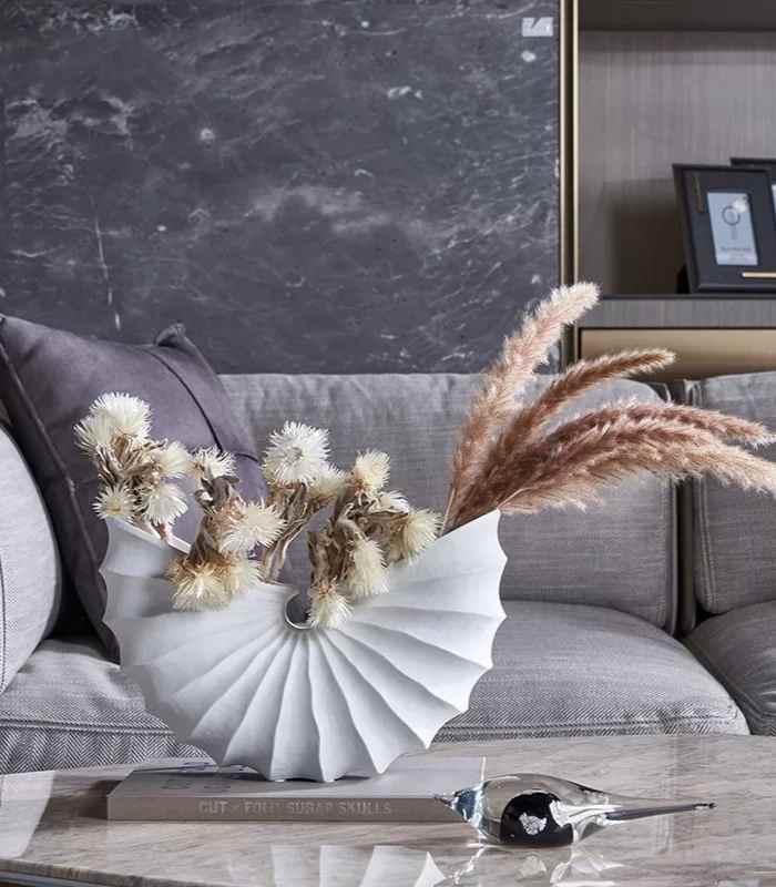 Vase Handcrafted Shell Shaped Living Room Decor
