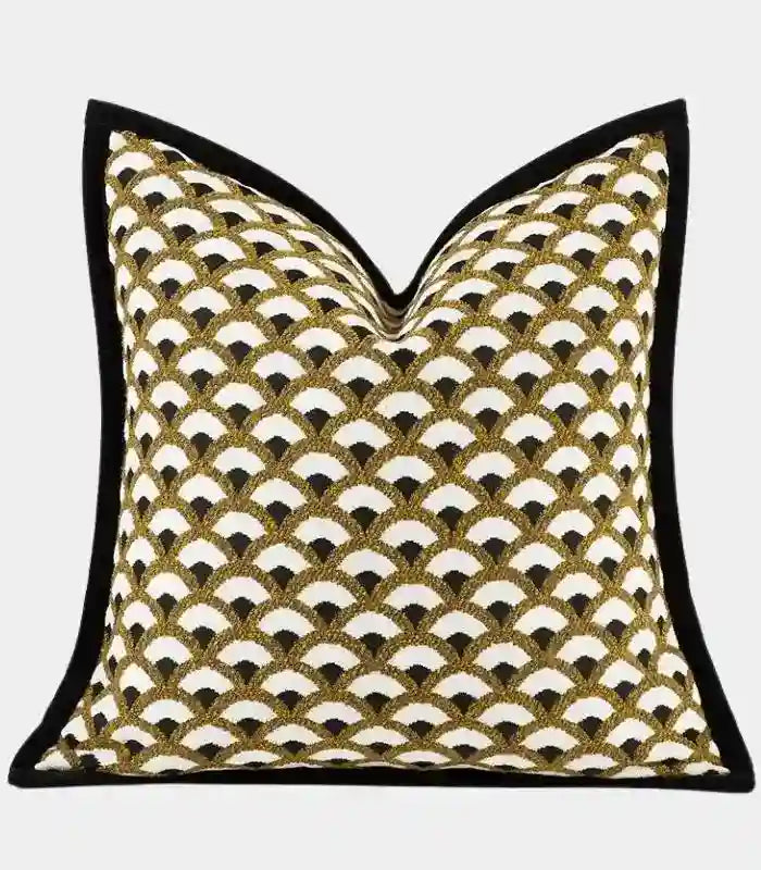 Aurelia Art Deco Scale Pattern Chenille Cushion Cover – Sophisticated Geometric Design