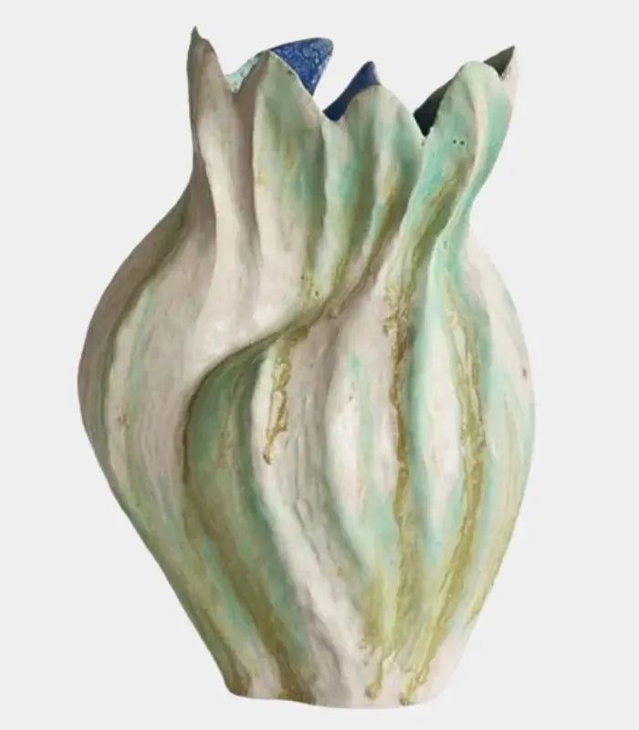 Marea Sculptural Ceramic Vase – Handpainted Artisan Collection