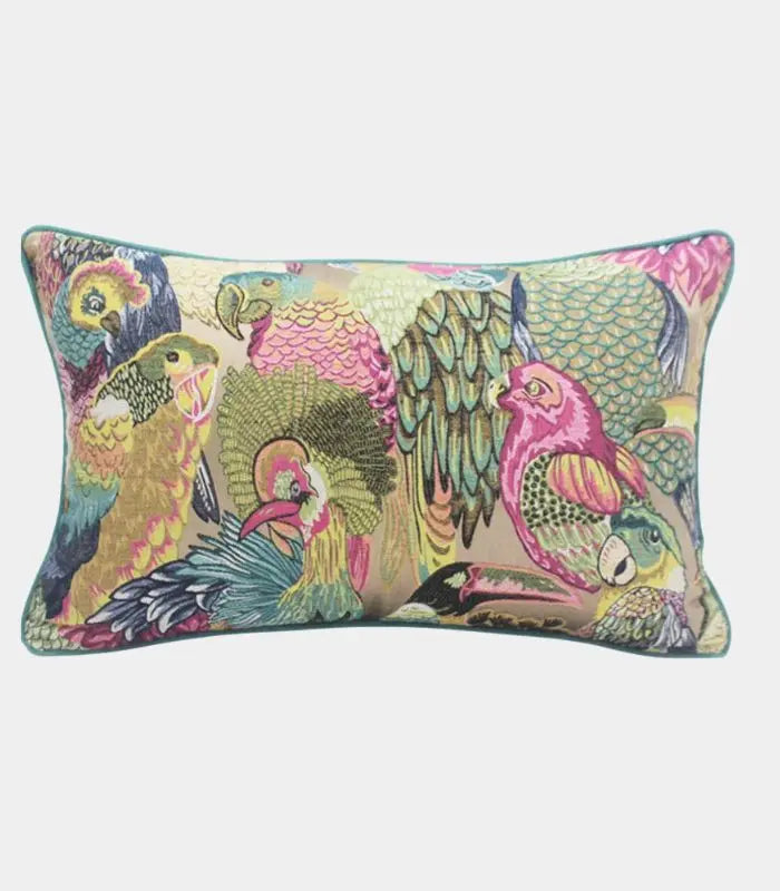 Aviary Dreams Cushion Cover Premium Woven Jacquard Polyester Velvet