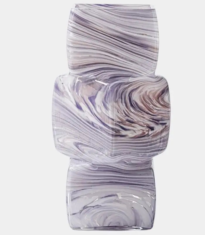 Marbella Handcrafted Glass Vase | Sculptural Stacked Marbled Vessel 30 cm / 11.8 in