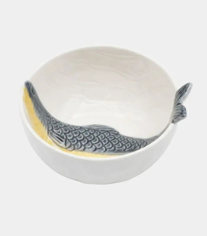 Pescara Hand-Painted Ceramic Platter & Bowl | Sculptural Fish Serveware