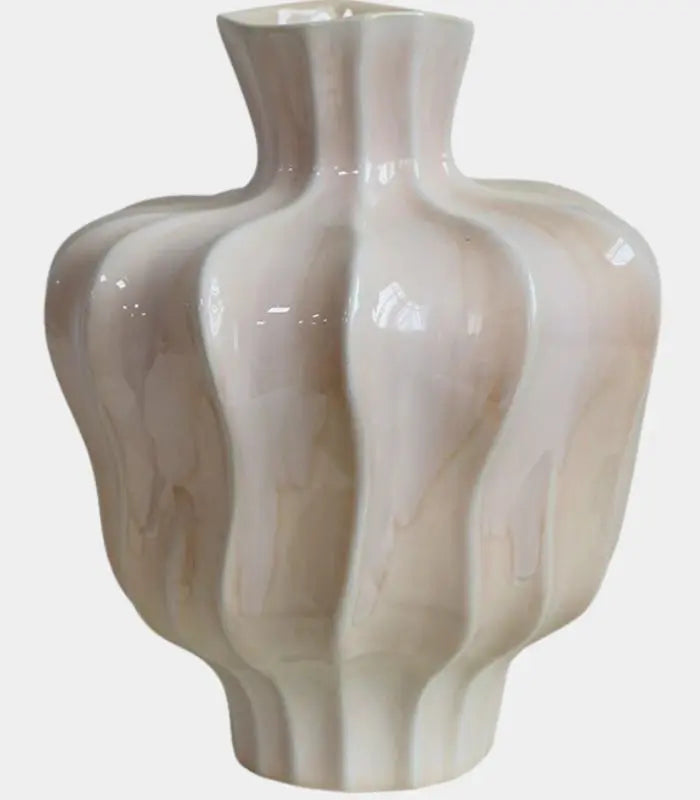 Pauline Ceramic Vase – Sculptural Fluted Design 30 cm