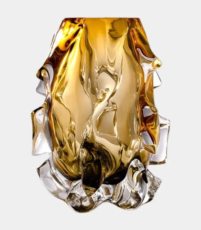 Solstice Amber Flow Crystal Art Glass Vase