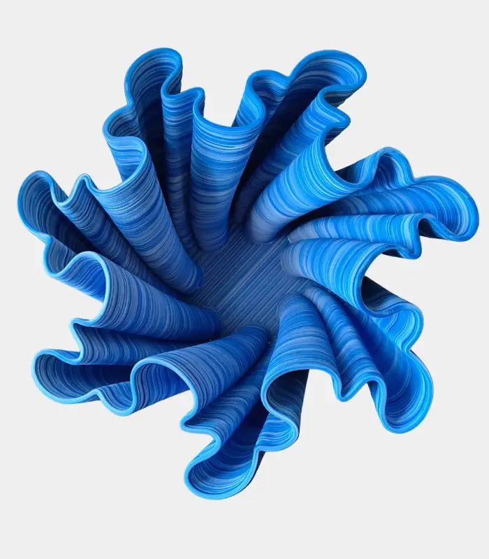 Modern Ceramic Wave Design Vase Centerpiece Bowl 33 cm Sea Blue