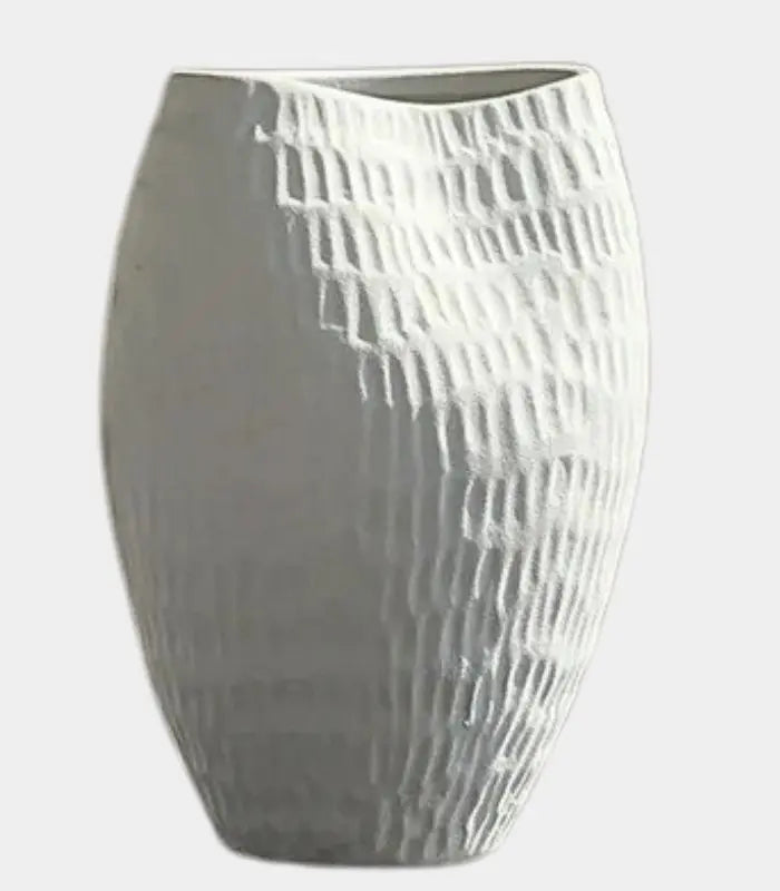 Ripple Ceramic Vase – Textured Sculptural Design White