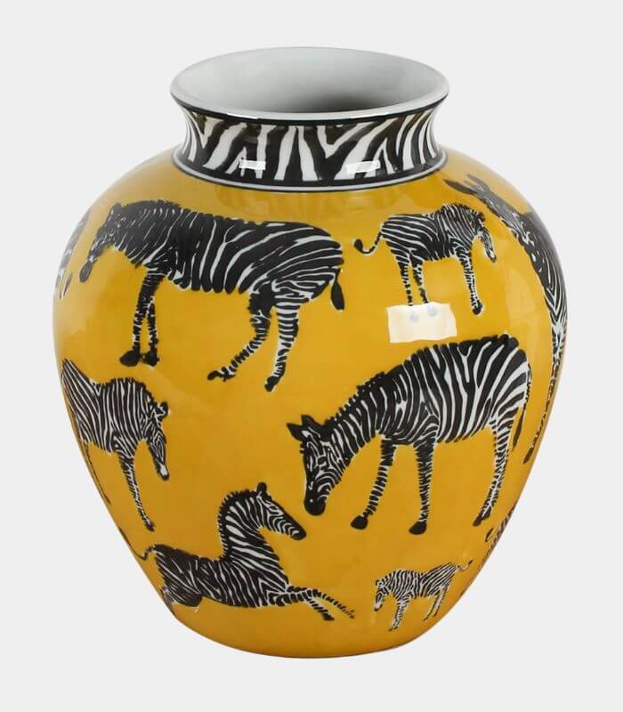 Savanna Zebra Porcelain Decorative Vase Yellow 25.5 cm