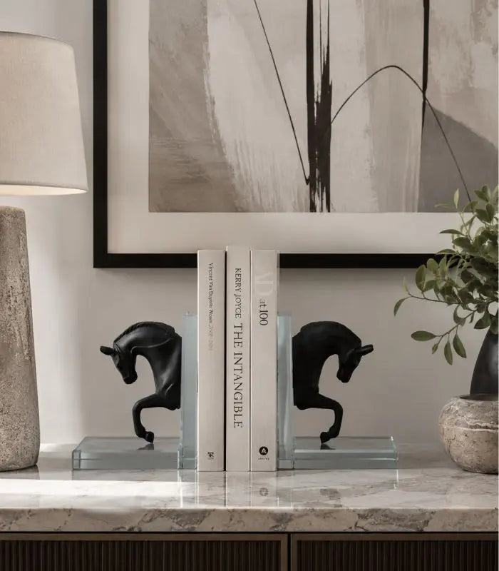 Set 2 Pcs Equestrian Crystal Bookends – Horse Head Design Set