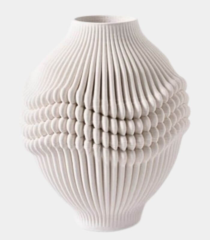 Celestara Ceramic Vase – Handcrafted Pleated Design in Ivory White