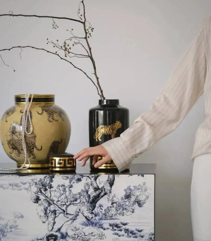 Handcrafted Porcelain Vase Safari Style 26 cm