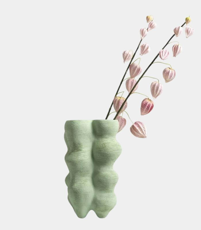 Table Vase Large Handcrafted Resin Light Green Tall Vase 32 cm