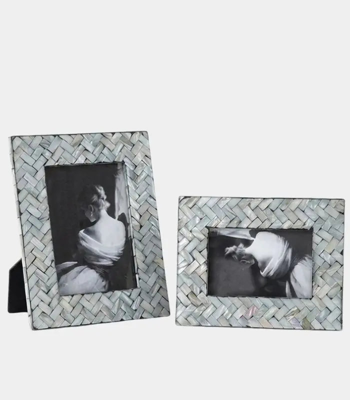 Harbour Photo Frame – Natural Shell Herringbone Design