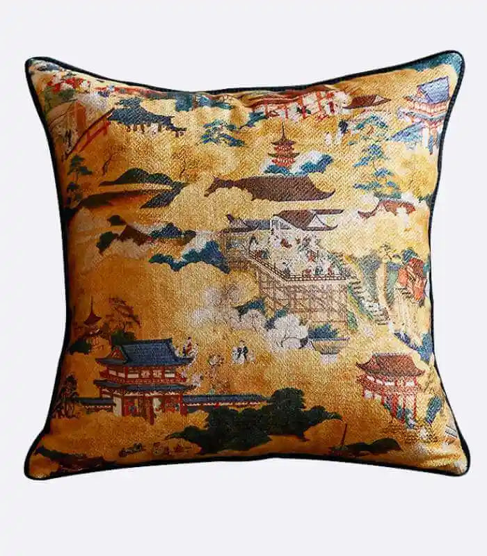 Decorative Cushion Cover Asian-Inspired Chenille Print