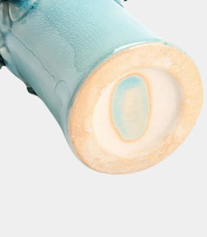 Flora Handcrafted Porcelain Flower Vase - 3D Floral Relief, Crackle Glaze Finish 19.5 cm