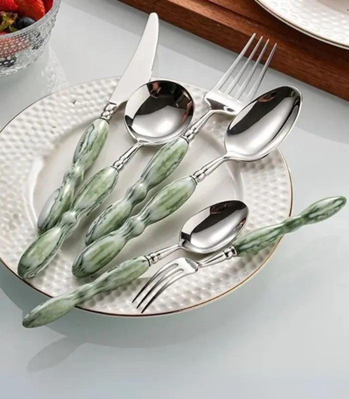 Sage Resin Cutlery Set – 18/10 Stainless Steel Flatware Collection
