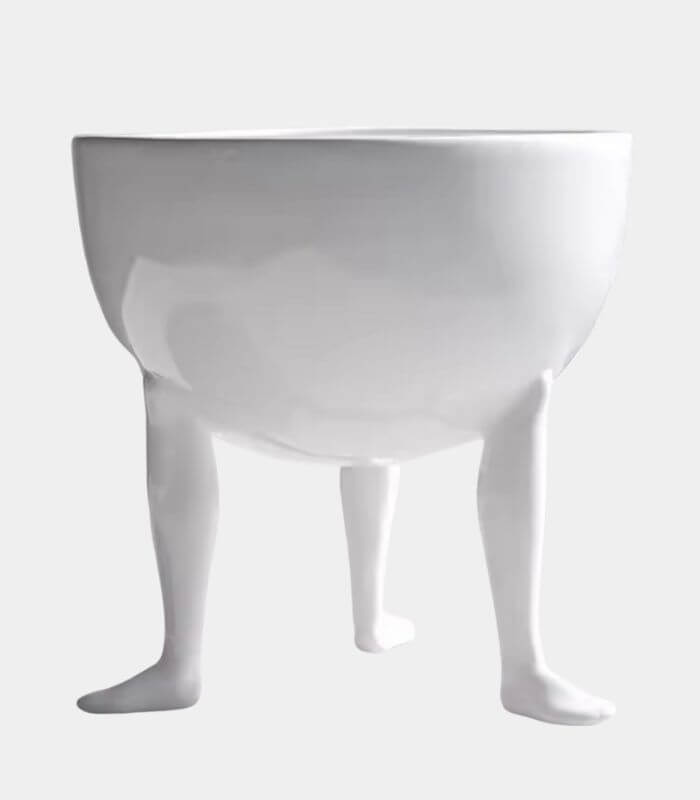 Abstract Ceramic Oval Bowl Footed Fruit Bowl 15.8 cm