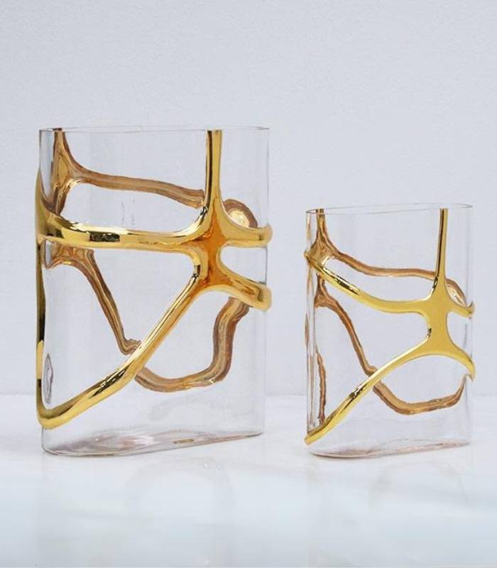 Elegant Gold Stem Glass Vase