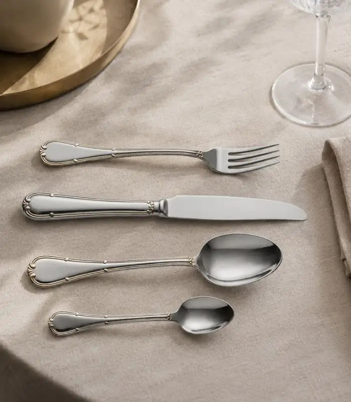 24-Pcs Set Stainless Steel Cutlery Set Rafaello Soft Gold & Silver Flatware Setting for 6 People