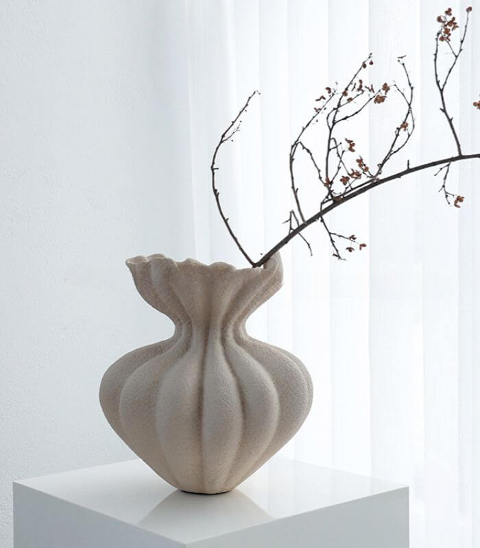 Delmara Handcrafted Tabletop Vase Large Textured Ceramic 34 cm