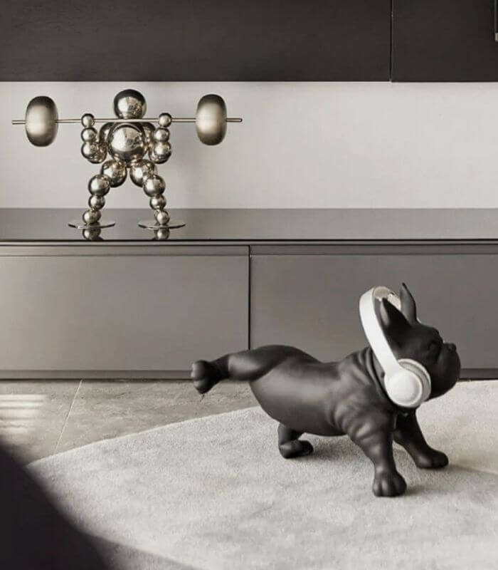 French Bulldog Decorative Sculpture | Modern Home Accent Piece Black