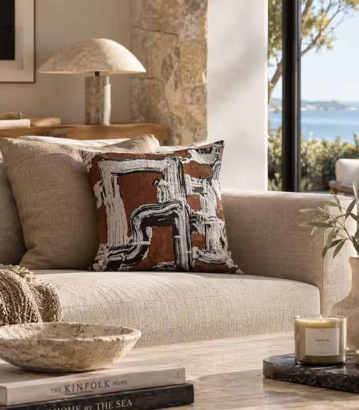 Calder Woven Jacquard Cushion Cover | Abstract Terracotta Throw Pillow 45x45 cm (18 in)