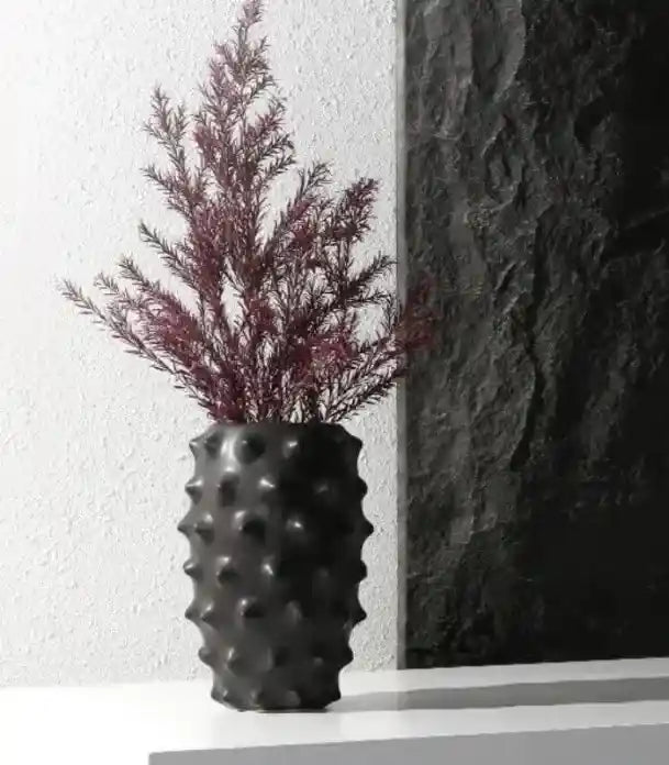 Arabella Black Spiked Handcrafted Ceramic Vase 26.5 cm (10.43 in)