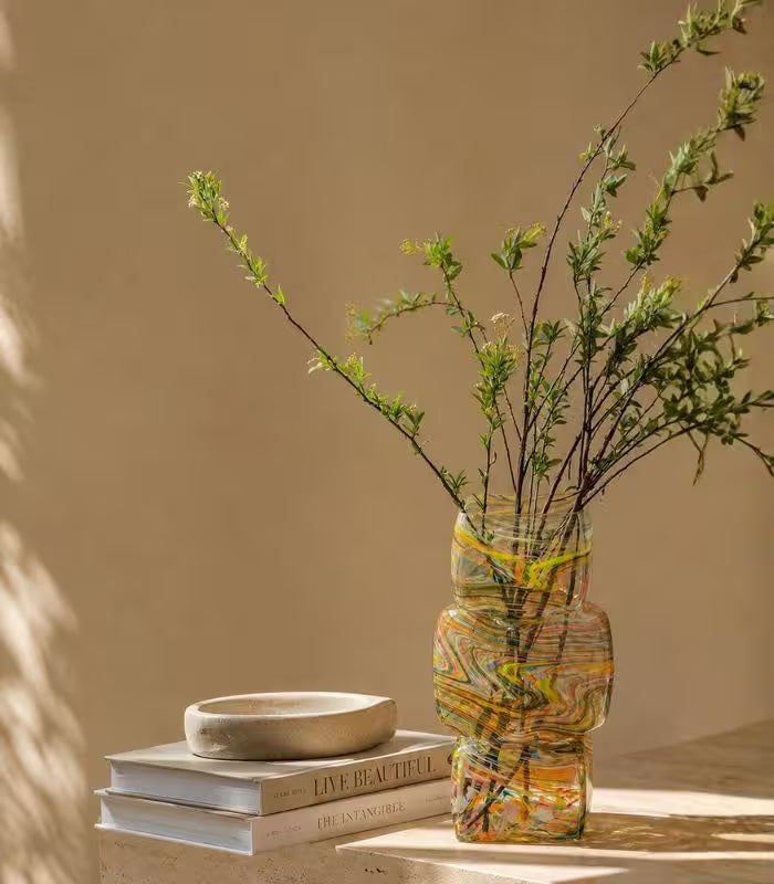 Opus Glass Vase – Handcrafted Stacked Sculptural Design 30 cm