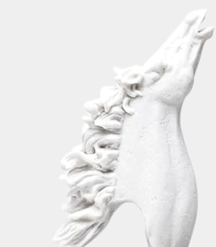 White Horse Head Sculpture – Equestrian Figurine Resin 31 cm Large