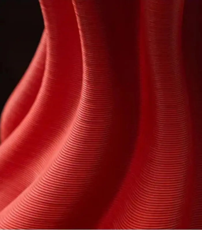 Crimson Ceramic Vase – Contemporary Twisted Ridged Design 37 cm