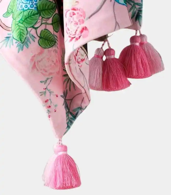 Velvet Cushion Cover with Whimsical Monkey and Fauna Print