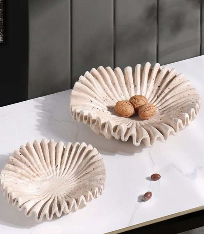 Handcrafted Natural Travertine Bowl - Available in Two Sizes