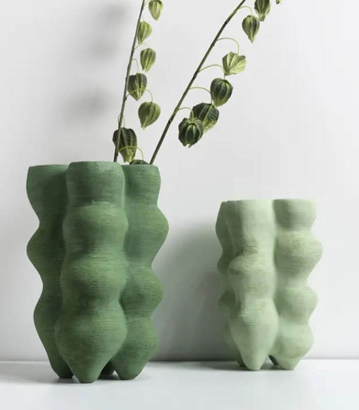 Table Vase Large Handcrafted Resin Light Green Tall Vase 32 cm