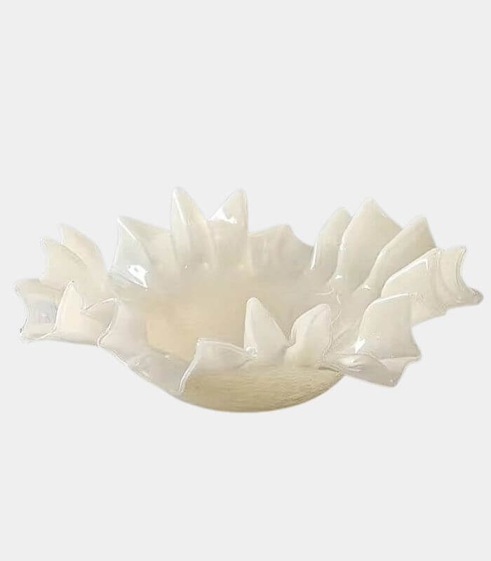 Ondine Ruffled Glass Bowl – Sculptural Leaf-Edge Design