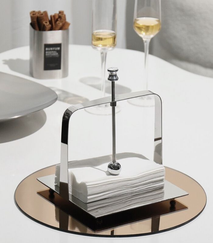 Napkin Holder in Mirror Polished Stainless Steel Sliver